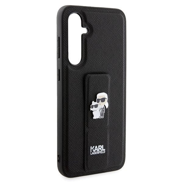 Karl Lagerfeld Gripstand Saffiano Karl&Choupette Pins case for Samsung Galaxy S23 FE - black