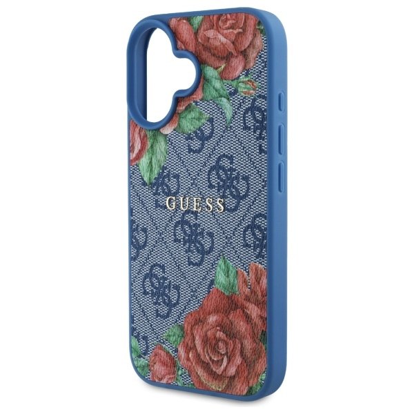 Guess GUHMP16SP4ROPEMCB iPhone 16 6.1"   niebieski/blue hardcase 4G Flowers Print MagSafe