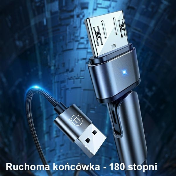 USAMS Kabel pleciony obrotowy U60 2AmicroUSB czarny/black 1m SJ478USB01 (US-SJ478)