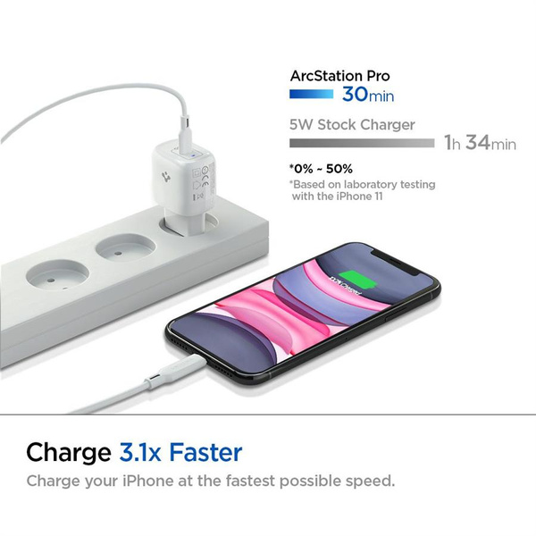 SPIGEN PE2009EU POWERARC NETWORK CHARGER PD20W/3A WHITE