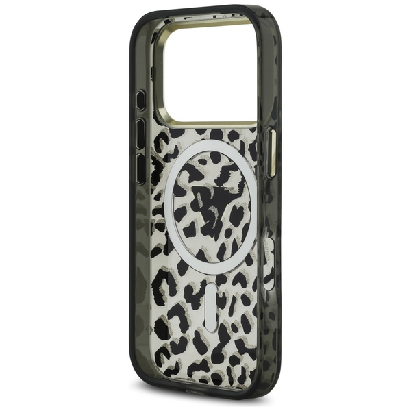 Etui Guess Leopard Glitter MagSafe do    iPhone 17 Pro Max czarny