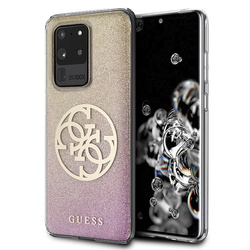 GUESS GUHCS69PCUGLPGG S20 ULTRA G988 RÓŻOWO-ZŁOTY/ GOLD PINK HARD CASE GLITTER GRADIENT 4G CIRCLE