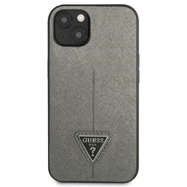 Guess GUHCP14SPSATLG iPhone 14 / 15 / 13 6.1" srebrny/silver hardcase SaffianoTriangle Logo