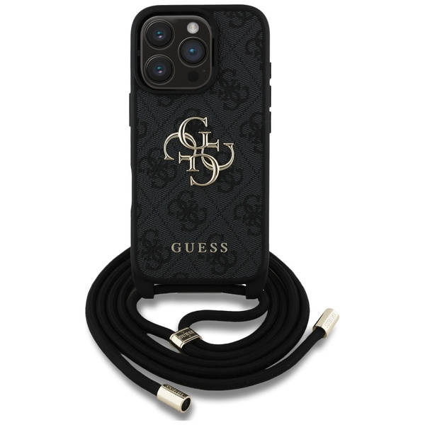 Etui Guess 4G Big Logo Cord Stap         Crossbody do iPhone 16 Pro Max czarny