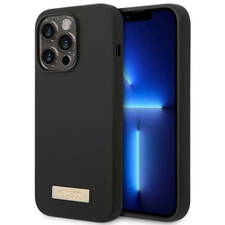 Guess GUHMP14LSBPLK iPhone 14 Pro6,1" czarny/black hard case Silicone Logo Plate MagSafe