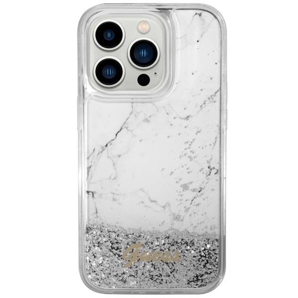 Guess GUHCP14LLCSGSGH iPhone 14 Pro 6.1"biały/white hardcase Liquid Glitter Marble
