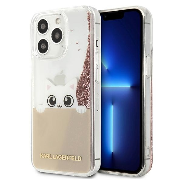 KARL LAGERFELD KLHCP13XPABGNU IPHONE 13 PRO MAX 6,7" RÓŻOWY/PINK HARDCASE PEEK A BOO LIQUID GLITTER