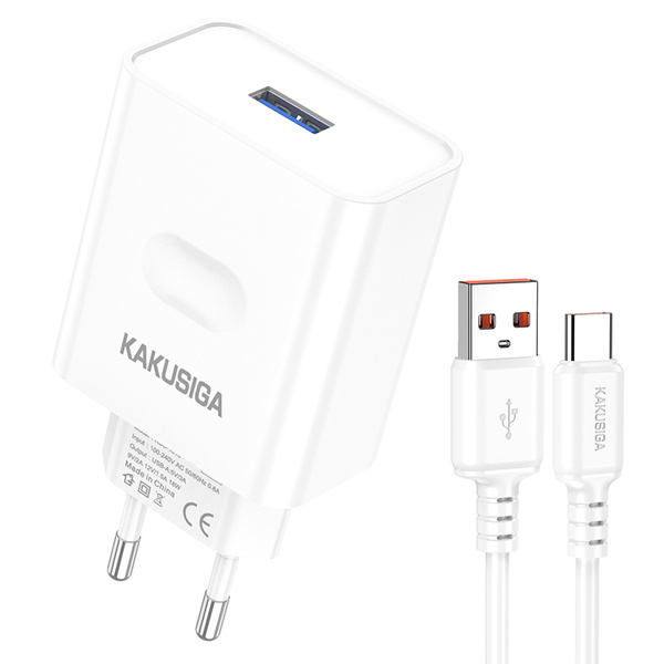Kakusiga KSC-1617 QC3.0 18W USB TYPE-C WHITE Wall Charger