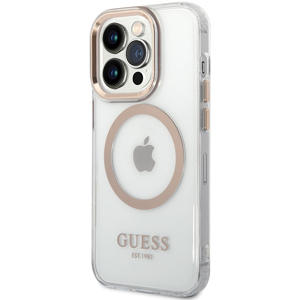 Guess GUHMP15XHTRMD iPhone 15 Pro Max6.7" złoty/gold hard case Metal Outline Magsafe