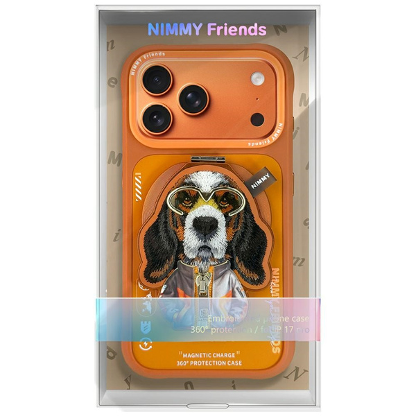 Etui Nimmy Cool&Cute 2.0 Dog do iPhone 17 Pro z magnetyczną zawieszką pomarańczowy