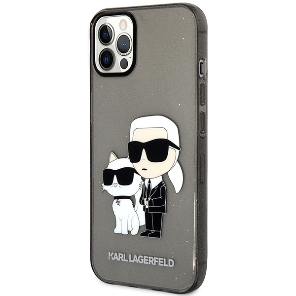 KARL LAGERFELD KLHCP12MHNKCTGK IPHONE 12 /12 PRO 6,1" CZARNY/BLACK HARDCASE GLITER KARL&CHOUPETTE