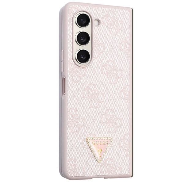 Guess GUHCZFD5P4TDPP F946 Z Fold5 różowy/pink hardcase Leather 4G Triangle Strass