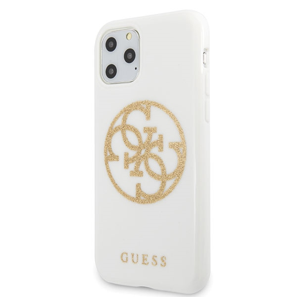 Guess GUHCN65TPUWHGLG iPhone 11 ProMax biały/white hard case Glitter 4G Circle Logo