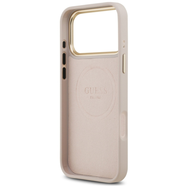 Etui Guess 4G Logo Plate MagSafe do      iPhone 17 Pro Max różowy