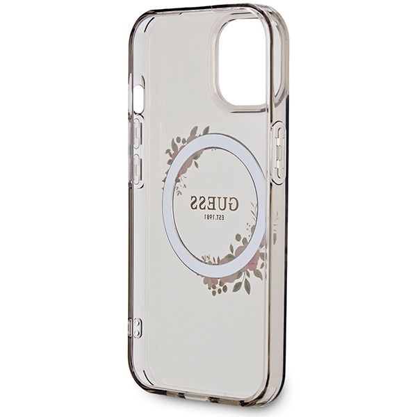 Guess GUHMP15SHFWFCK iPhone 15 / 14 / 136.1" czarny/black hardcase IML Flowers Wreatch MagSafe