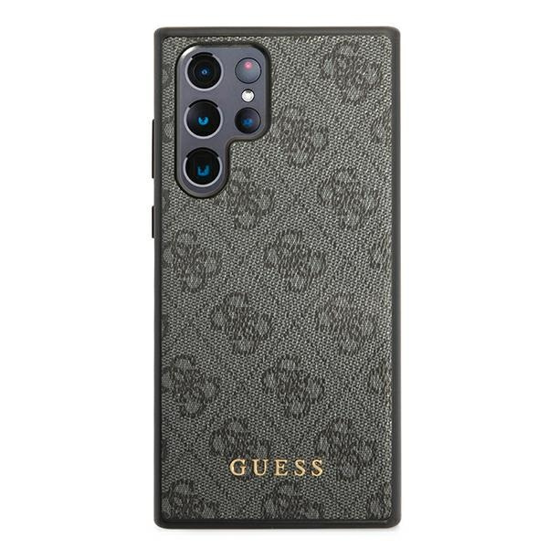 Guess GUHCS22LG4GFGR S22 Ultra S908szary/grey hard case 4G Metal Gold Logo