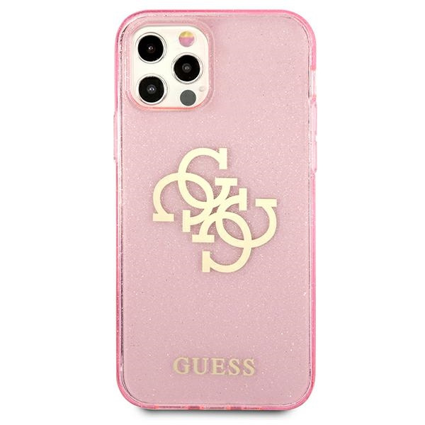 Guess GUHCP12LPCUGL4GPI iPhone 12 ProMax 6,7" różowy/pink hard case Glitter 4G Big Logo