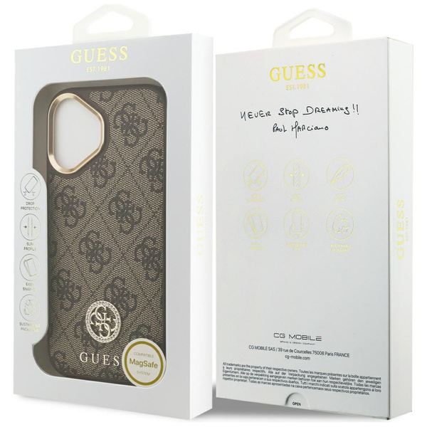 Etui Guess 4G Strass Logo MagSafe do     iPhone 17 brązowy