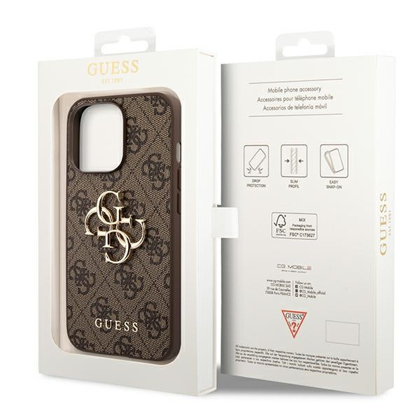 Guess GUHCP14X4GMGBR iPhone 14 Pro Max 6,7" brązowy/brown hardcase 4G Big Metal Logo