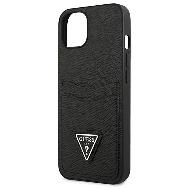 Guess GUHCP13MPSATPK iPhone 13 / 14 / 156.1" czarny/black hardcase SaffianoTriangle Logo Cardslot