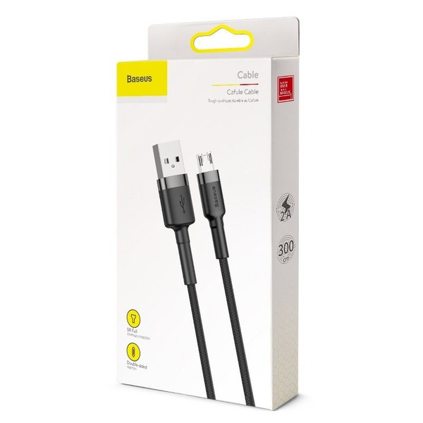 BASEUS CAFULE CABLE USB FOR MICRO 2A 3M GRAY+BLACK