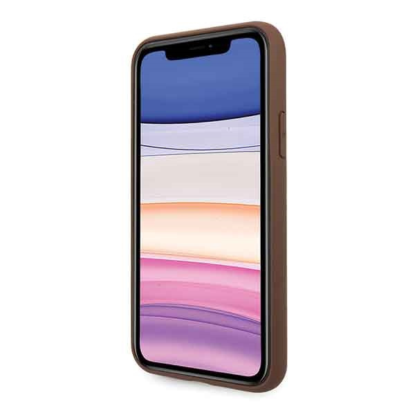Guess GUHCN61G4GLBR iPhone 11 / Xr 6,1"brązowy/brown hard case 4G Stripe Collection