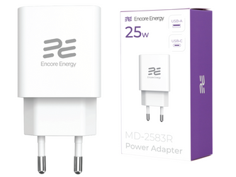 New Encore Energy GaN QC PD USB-A 18W USB-C 25W MD-2583R Wall Charger
