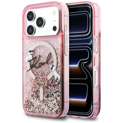 Etui Karl Lagerfeld Liquid Glitter Karl  Script Logo MagSafe do iPhone 17 Pro Max różowy