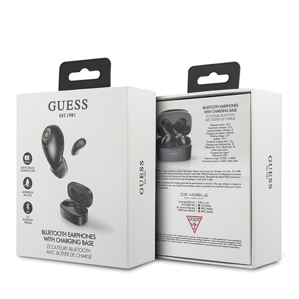 Guess słuchawki Bluetooth GUTWSJL4GBKTWS + stacja dokująca czarny/black 4G