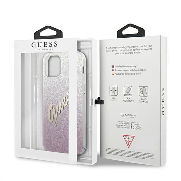Guess GUHCP12LPCUGLSPI iPhone 12 Pro Max6,7" różowy/pink hardcase Glitter Gradient Script