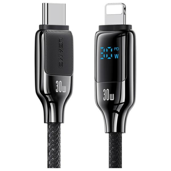 USAMS Kabel USB-C na Lightning 30W 1.2m   Digital Display Zinc Alloy Fast Charging Data Cable HX Series SJ741USB02 (US-SJ741)