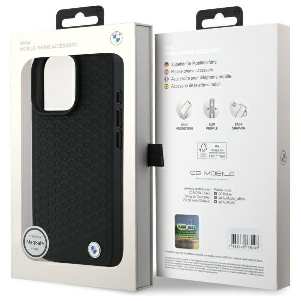 BMW BMHMP16L23RDDK iPhone 16 Pro 6.3"     czarny/black hardcase Sign Leather Diamond Metal Logo MagSafe