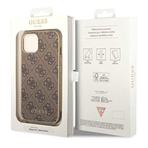 Guess GUHCP14MGF4GBR iPhone 14 Plus/ 15 Plus 6.7" brązowy/brown hardcase 4G Charms Collection