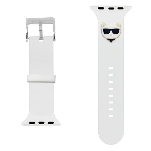 Pasek Karl Lagerfeld Silicone Choupette Heads na Apple Watch 38/40/41mm - białe