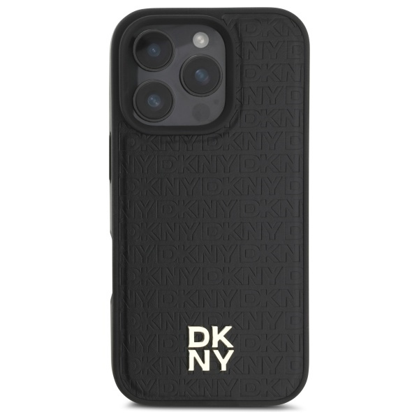 DKNY DKHMP16LPSHRPSK iPhone 16 Pro 6.3"  hardcase czarny/black Repeat Pattern Stack Logo MagSafe