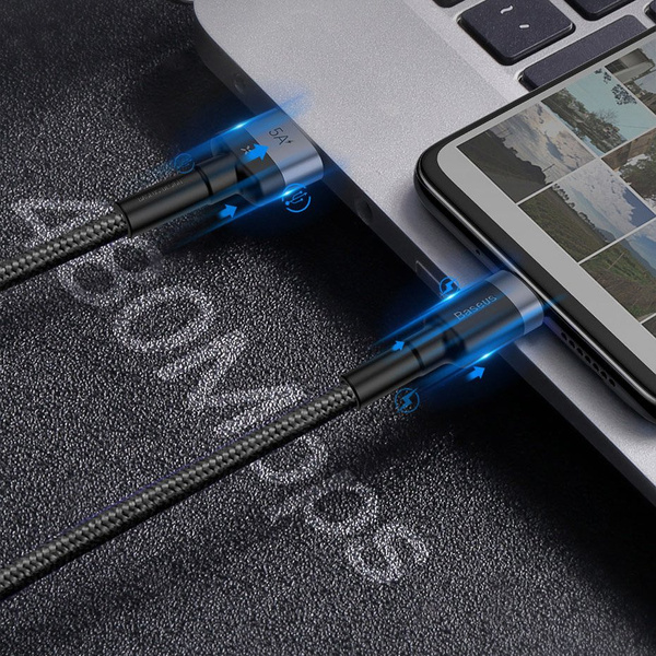 Baseus Cafule cable USB Type C SuperCharge 40W Quick Charge 3.0 QC 3.0 1m gray-black (CATKLF-PG1)