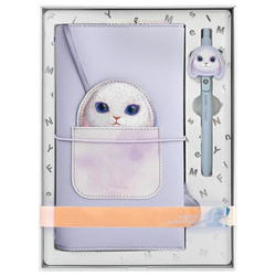 Nimmy Zestaw 2w1 notatnik + długopis fioletowy/purple Big Eyed Pet 2.0 Rabbit