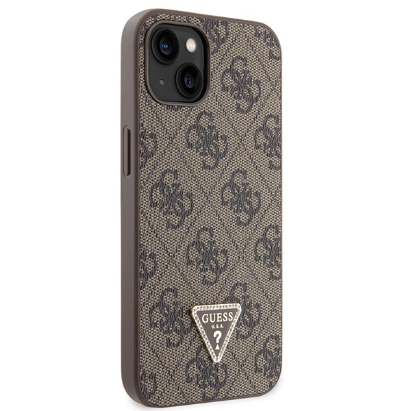 Guess GUHCP13MP4TDSCPW iPhone 13 / 14 / 15 6.1" brązowy/brown hardcase Crossbody 4G Metal Logo
