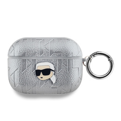 Karl Lagerfeld PU Embossed Karl Head Case for AirPods Pro Silver