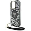 Etui Guess HC IML Leopard Triangle Cord  Strap do iPhone 16 Pro MagSafe czarny