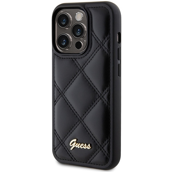 GUESS GUHCP15LPSQSQSK IPHONE 15 PRO 6.1 "BLACK/BLACK HARDCASE QUILTED METAL LOGO