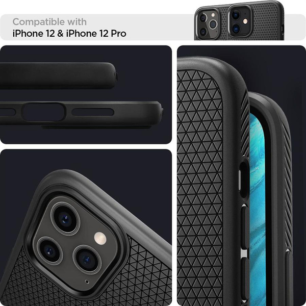 Etui Spigen Liquid Air na iPhone 12 / iPhone 12 Pro - czarny mat
