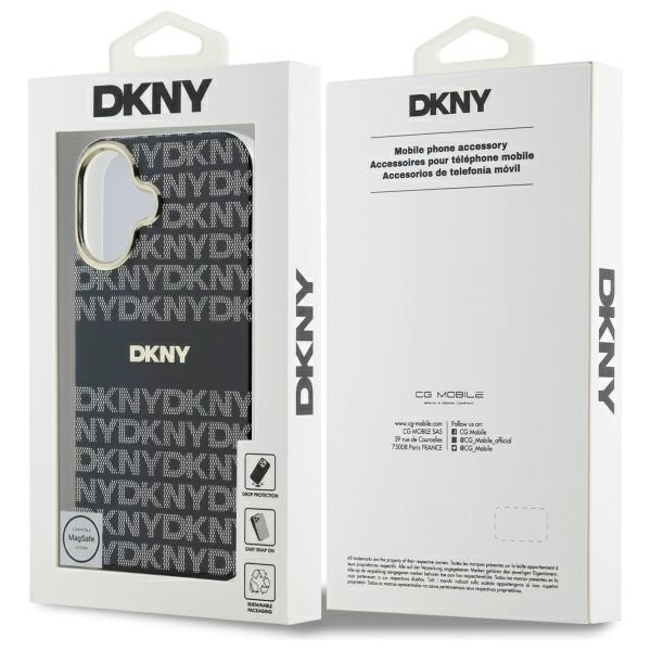 DKNY DKHMP16SHRHSEK iPhone 16 6.1"       czarny/black hardcase Repeat Texture Pattern With Stripe