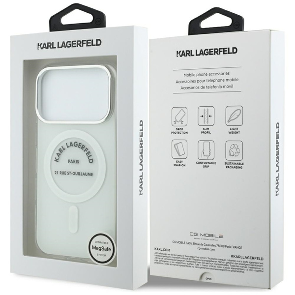 Etui Karl Lagerfeld IML Karl RSG Logo    MagSafe do iPhone 17 Pro przezroczysty