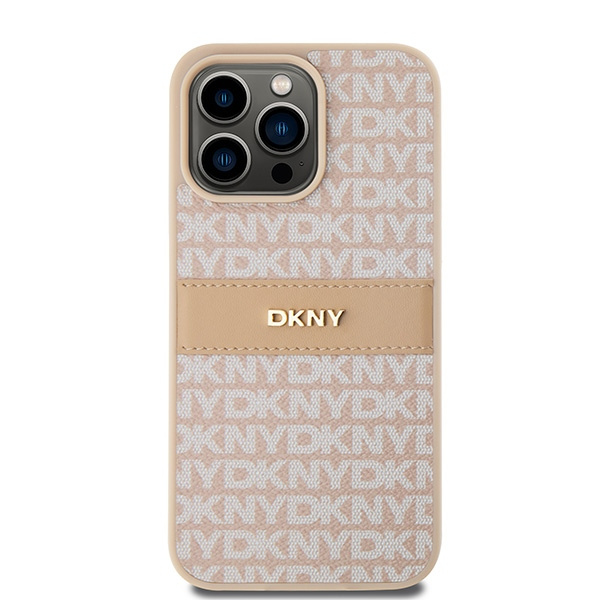 DKNY DKHCP15XPRTHSLP iPhone 15 Pro Max6.7" różowy/pink hardcase Leather Mono Stripe & Metal Logo