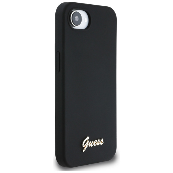 Etui Guess Silicone Script Metal Logo    MagSafe do iPhone 16e czarny