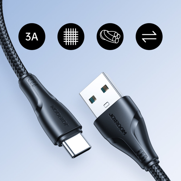JOYROOM USB - USB C 3A CABLE SURPASS SERIES FOR FAST CHARGING AND DATA TRANSFER 3 M BLACK (S-UC027A11)