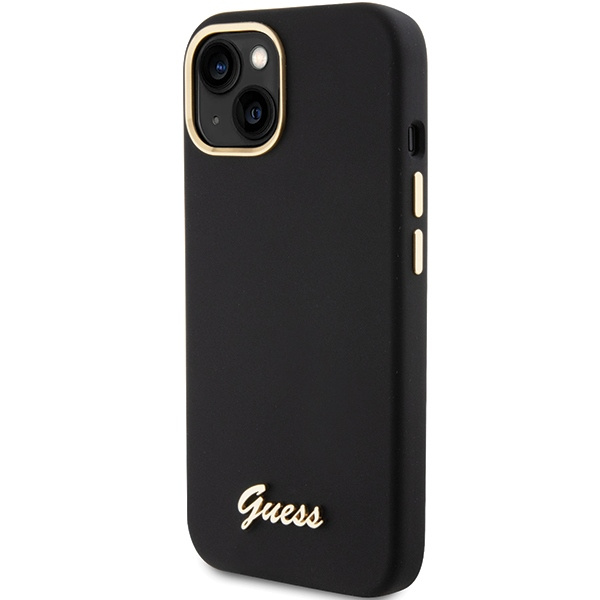 Guess GUHCP15SSMBSLK iPhone 15 / 14 / 13 6.1" czarny/black hardcase Silicone Script Metal Logo & Frame