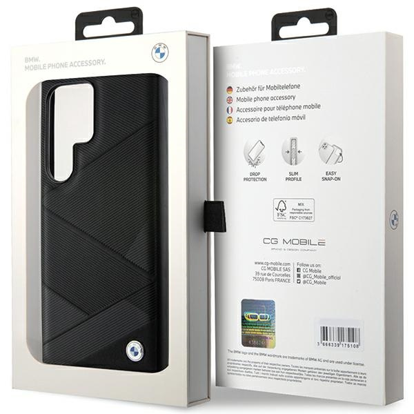 Etui BMW Signature Leather Crossing Lines Pattern na Samsung Galaxy S24 Ultra - czarne