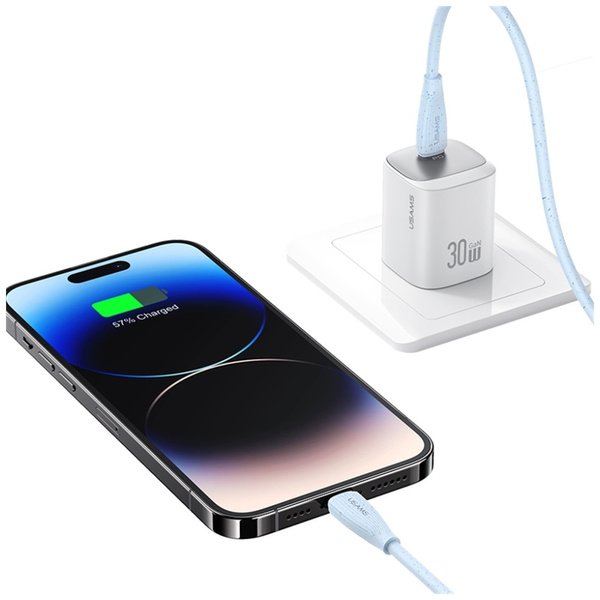 Kabel USAMS Green Series SJ717 30W USB-C do Lightning 1m niebieski